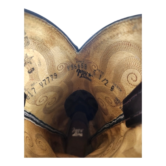 Tony Lama Exotic Leather Western Boots in Chocolate / Black 5.5 B FLAWED - Picture 12 of 13